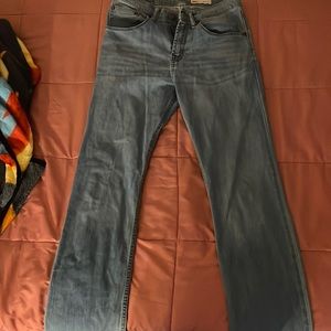 light washed straight leg wranglers